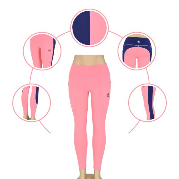 Blaze Fitness Wear Cut & Sew Legging - Premium Fit & Comfort - Pink/Navy Blue - BFW-CSL-0820 - Image 7